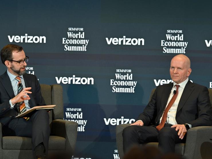 Mastercard CEO Michael Miebach and Semafor’s Andrew Edgecliffe-Johnson.