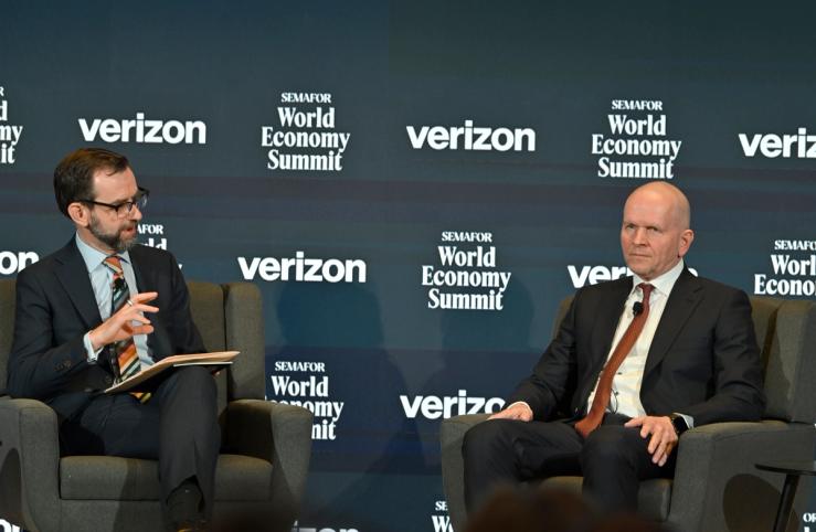 Mastercard CEO Michael Miebach and Semafor’s Andrew Edgecliffe-Johnson.