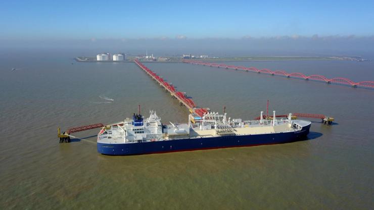 A vessel carrying liquefied natural gas