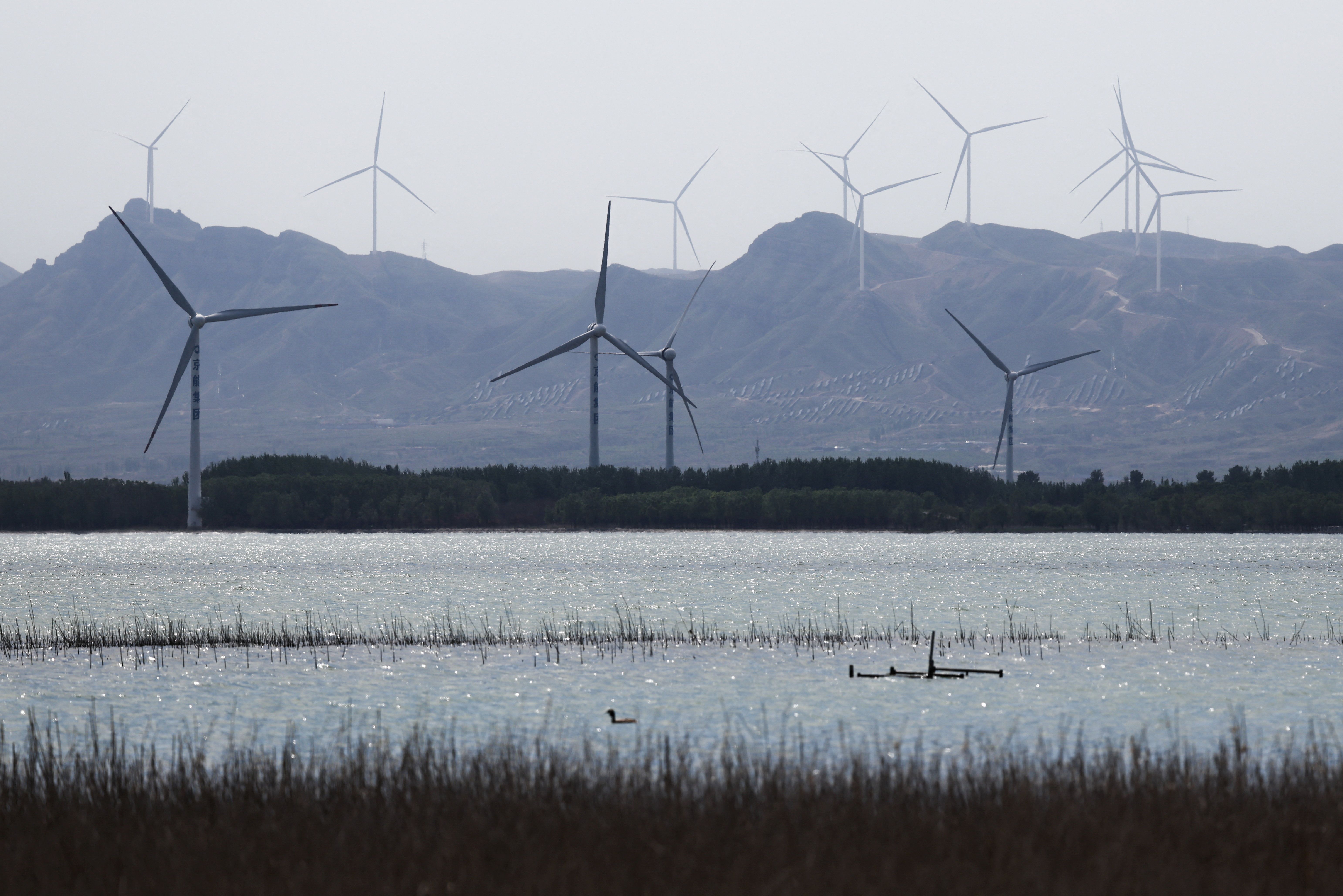 Wind turbines in Zhangjiakou, Hebei province, China.