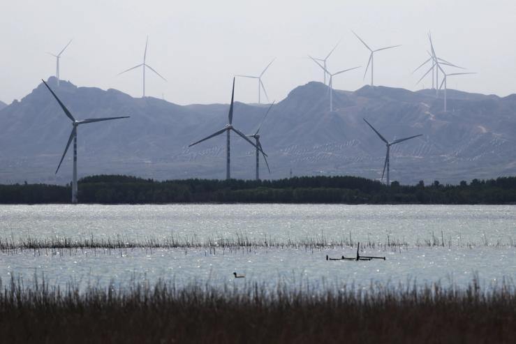 Wind turbines in Zhangjiakou, Hebei province, China.