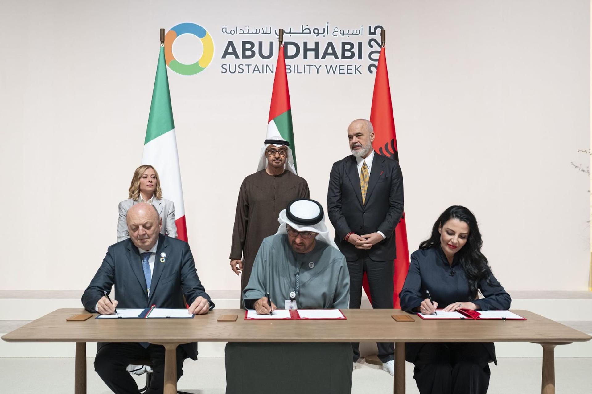 UAE, Italy, Albania sign tripartite strategic partnership framework for cross-border green energy cooperation.