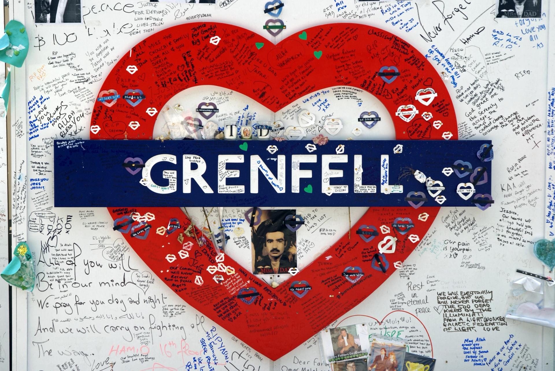 Public mural tribute for the victims of the Grenfell Tower fire disaster.