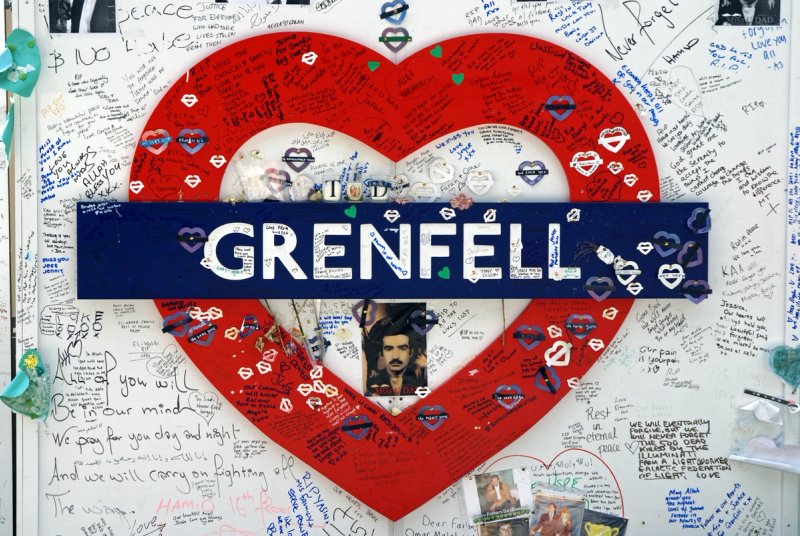 Public mural tribute for the victims of the Grenfell Tower fire disaster.