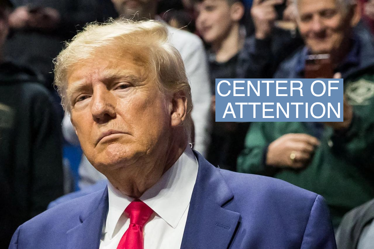 Former President Donald Trump attends the NCAA wrestling championship.