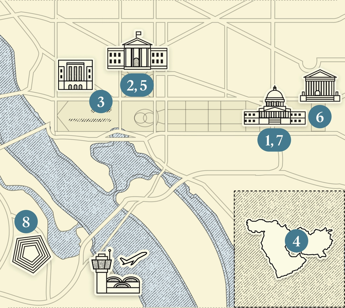 A numbered map of DC.