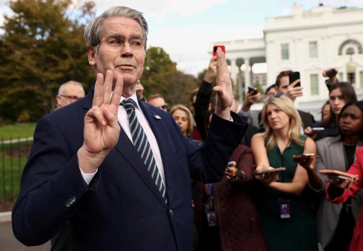 Scott Bessent speaks to reporters