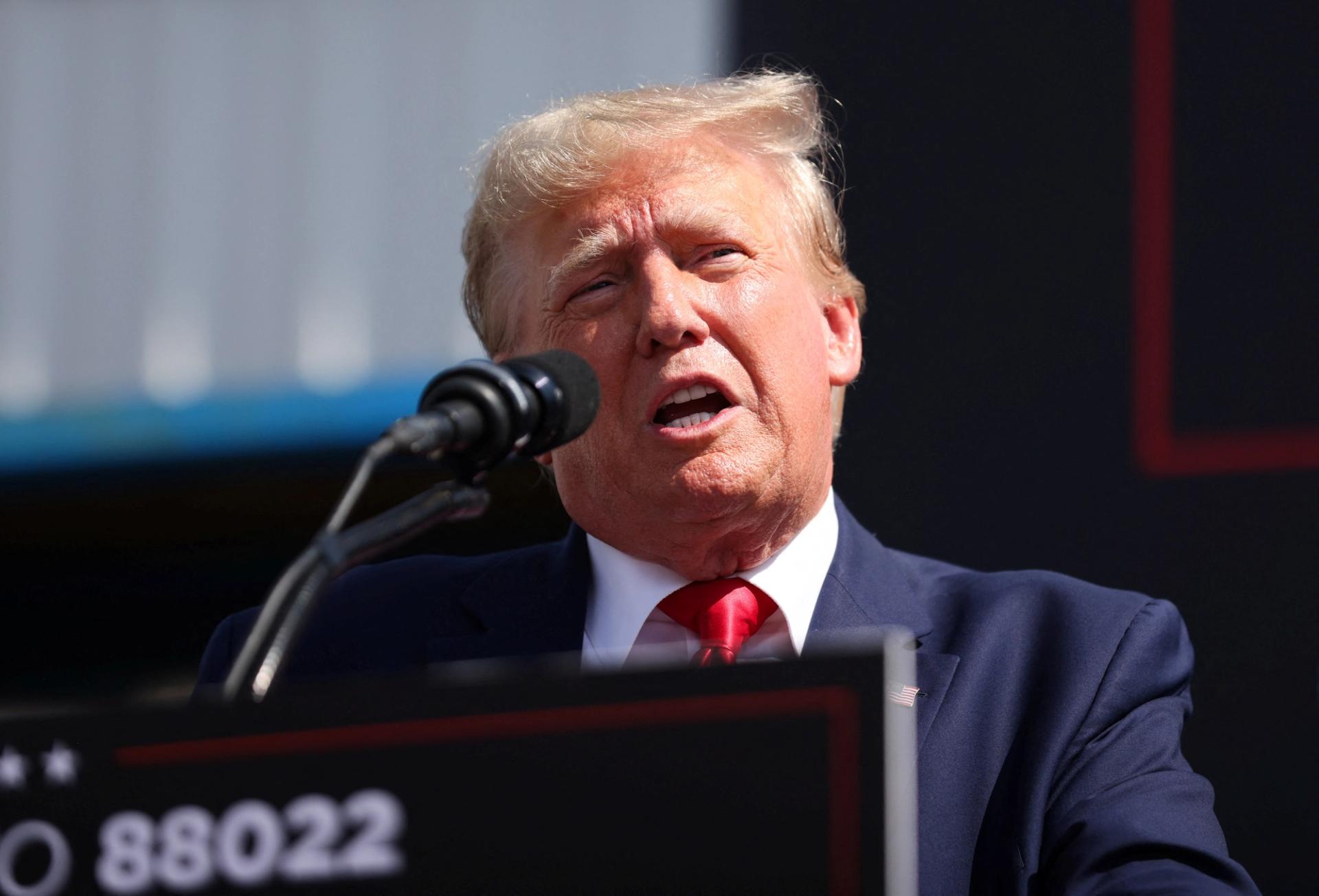 Former U.S. President and Republican presidential candidate Donald Trump attends a 2024 presidential election campaign event at Sportsman Boats in Summerville, South Carolina, U.S. September 25, 2023. 