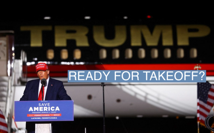 Former U.S. President Donald Trump speaks during a pre-election rally to support Republican candidates in Latrobe, Pennsylvania, U.S., November 5, 2022.