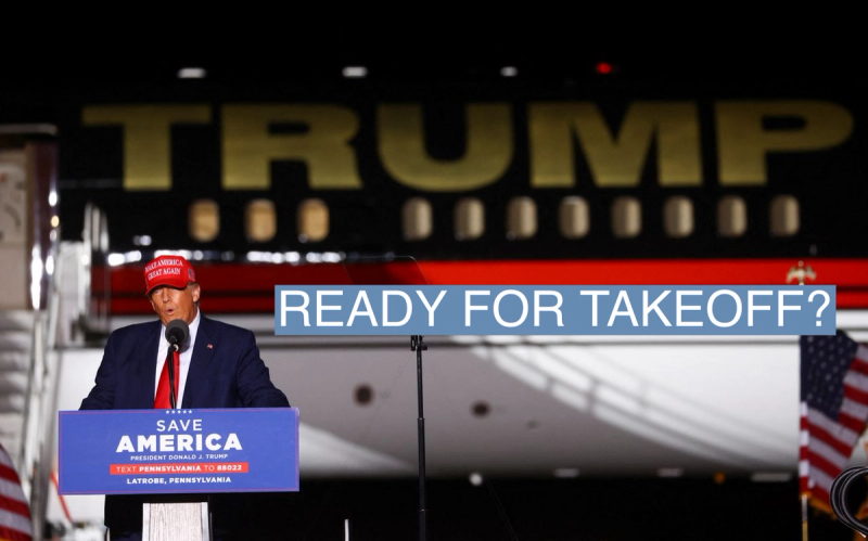 Former U.S. President Donald Trump speaks during a pre-election rally to support Republican candidates in Latrobe, Pennsylvania, U.S., November 5, 2022.