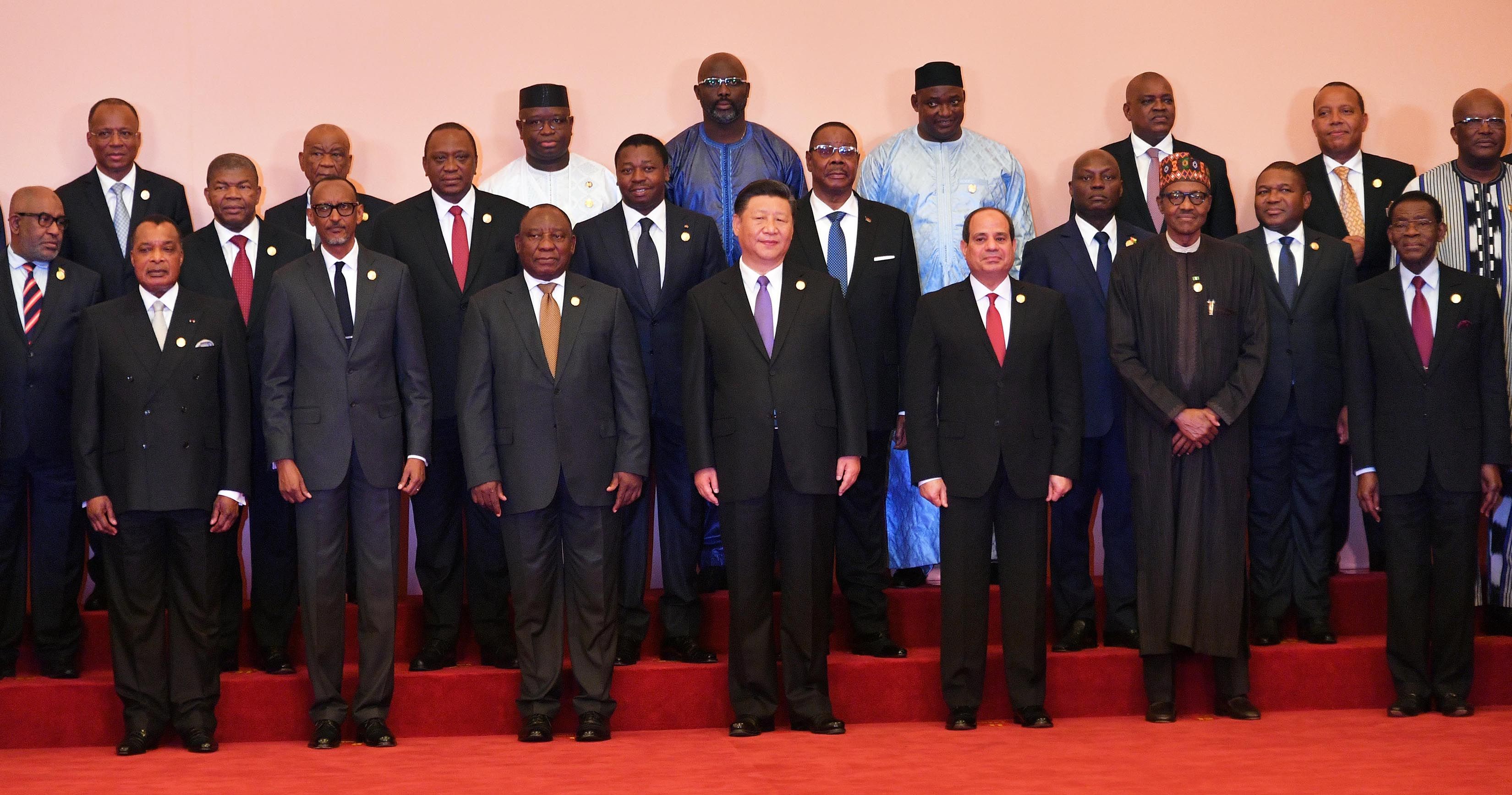 African heads of state with Chinese President Xi Jinping at a summit in Beijing in 2018