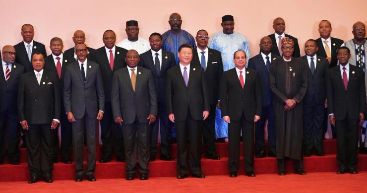 African heads of state with Chinese President Xi Jinping at a summit in Beijing in 2018