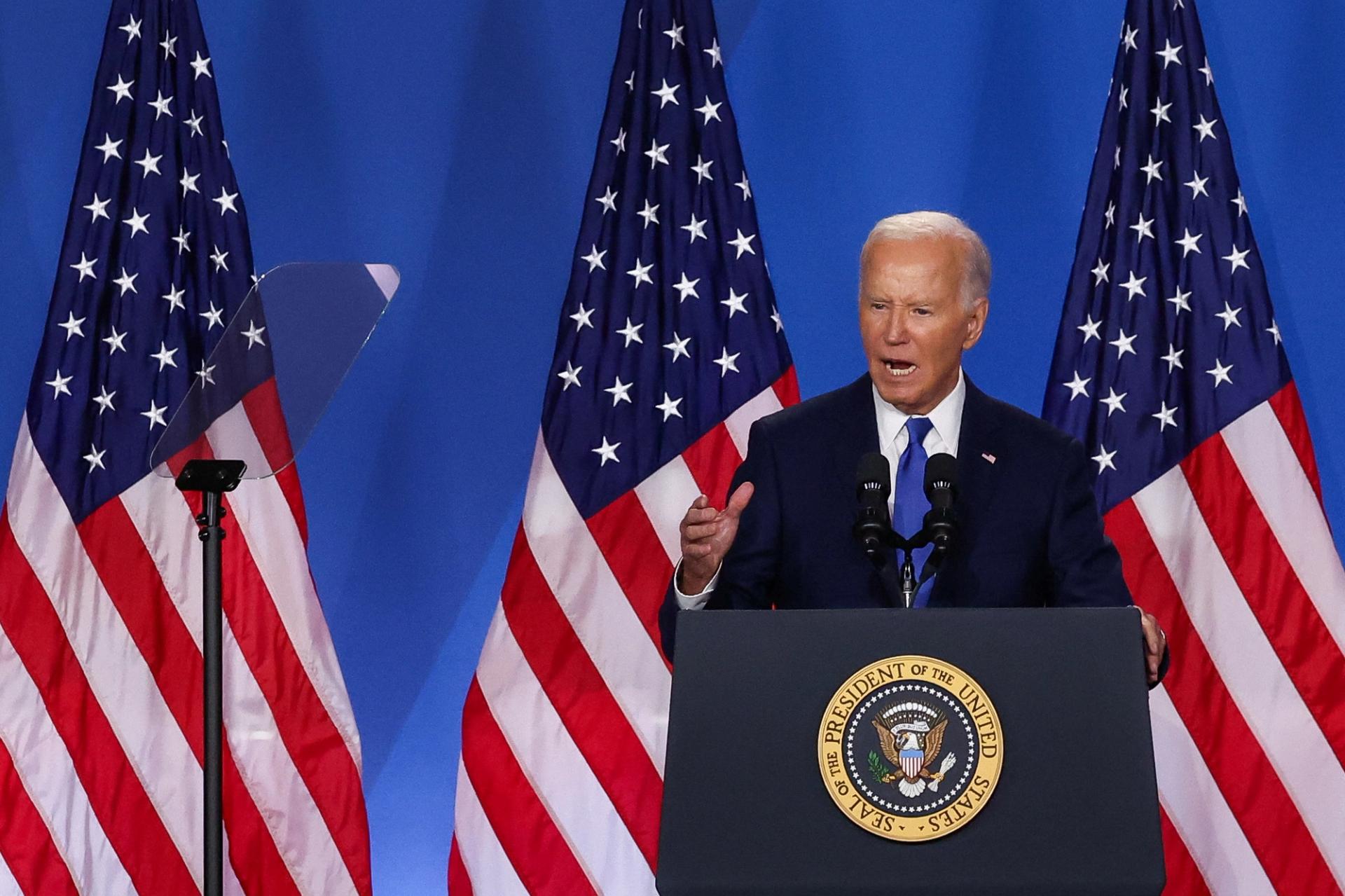 President Joe Biden speaks at a press conference at NATO's 75th anniversary summit in Washington, US July 11, 2024. 