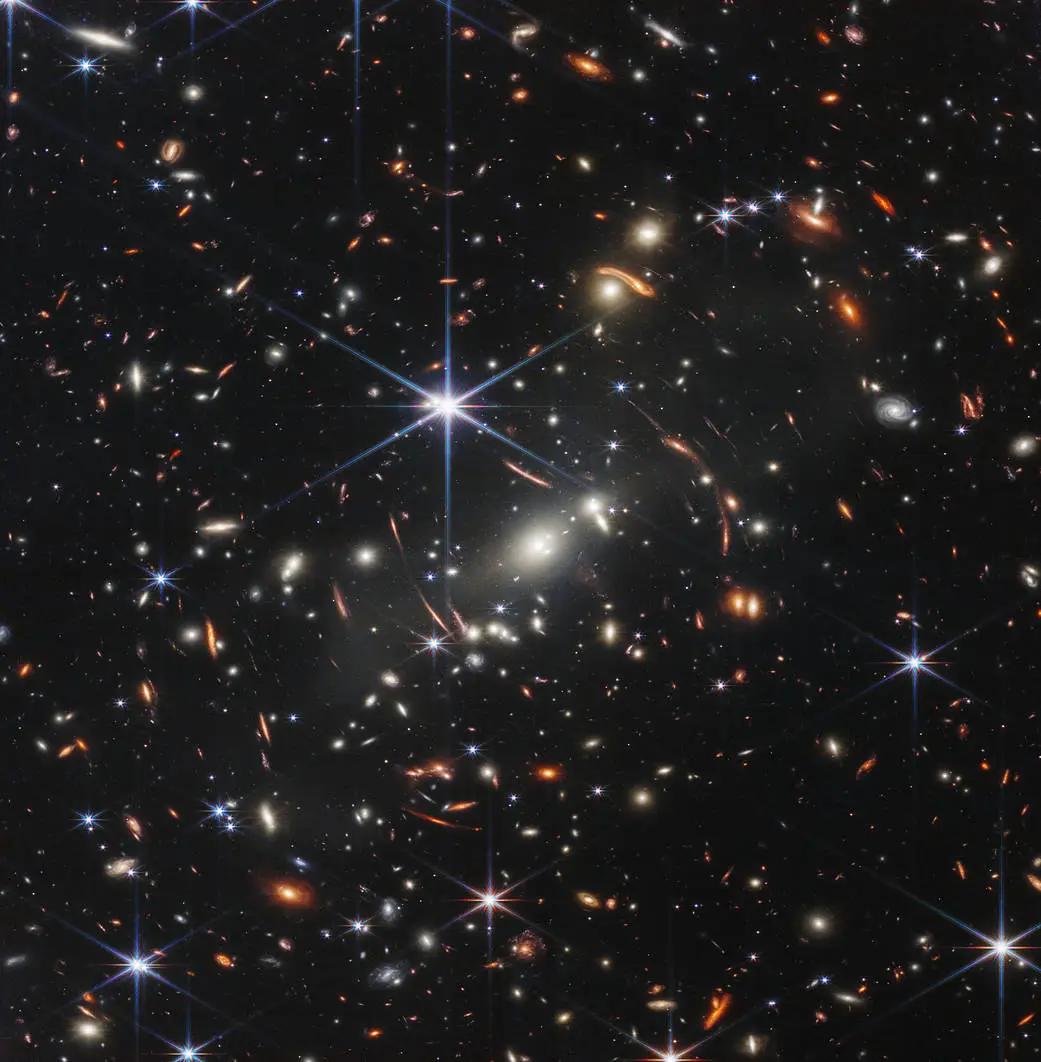 Ancient galaxies seen by the James Webb Space Telescope.