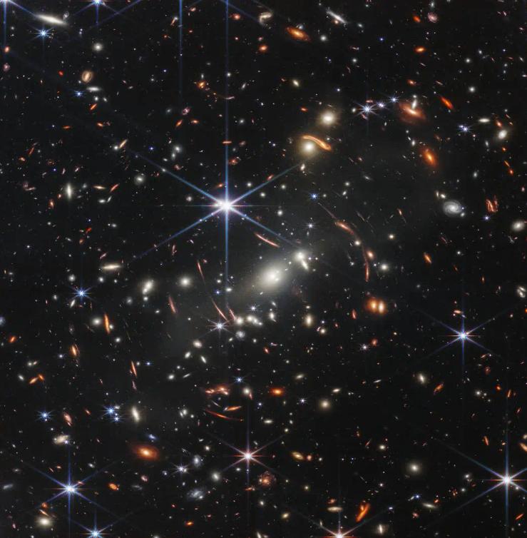 Ancient galaxies seen by the James Webb Space Telescope.