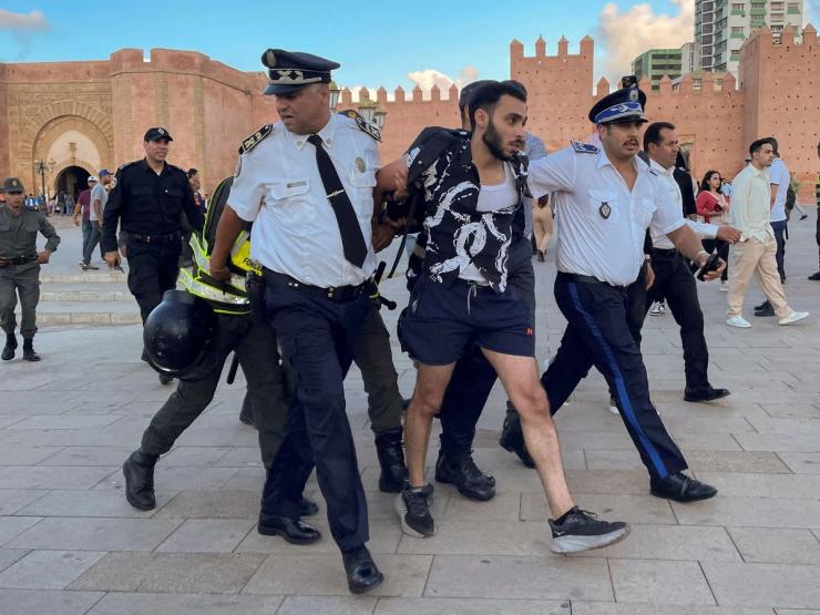 A protester being arrested in Morocco.