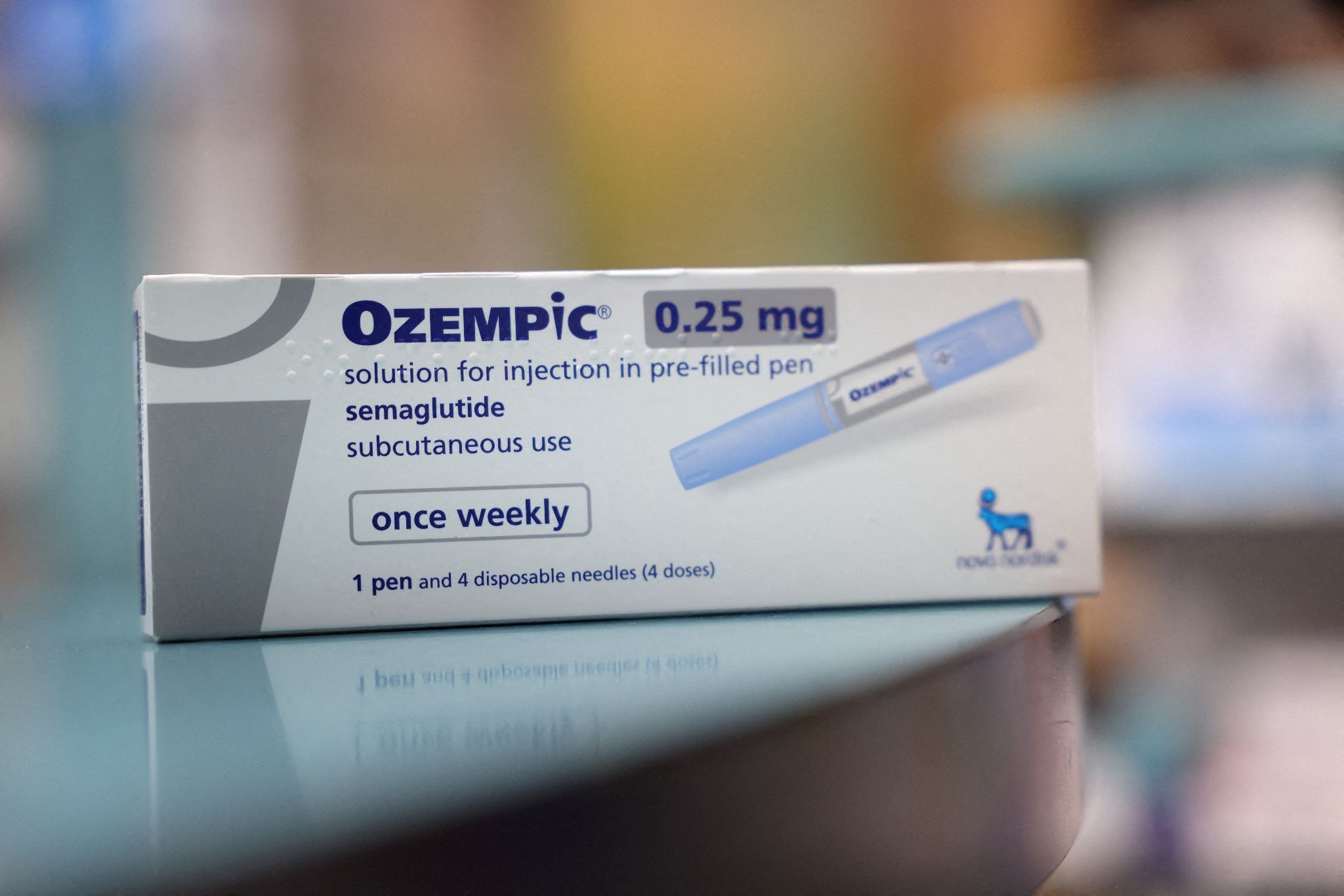 A box of Ozempic made by Novo Nordisk is seen at a pharmacy.