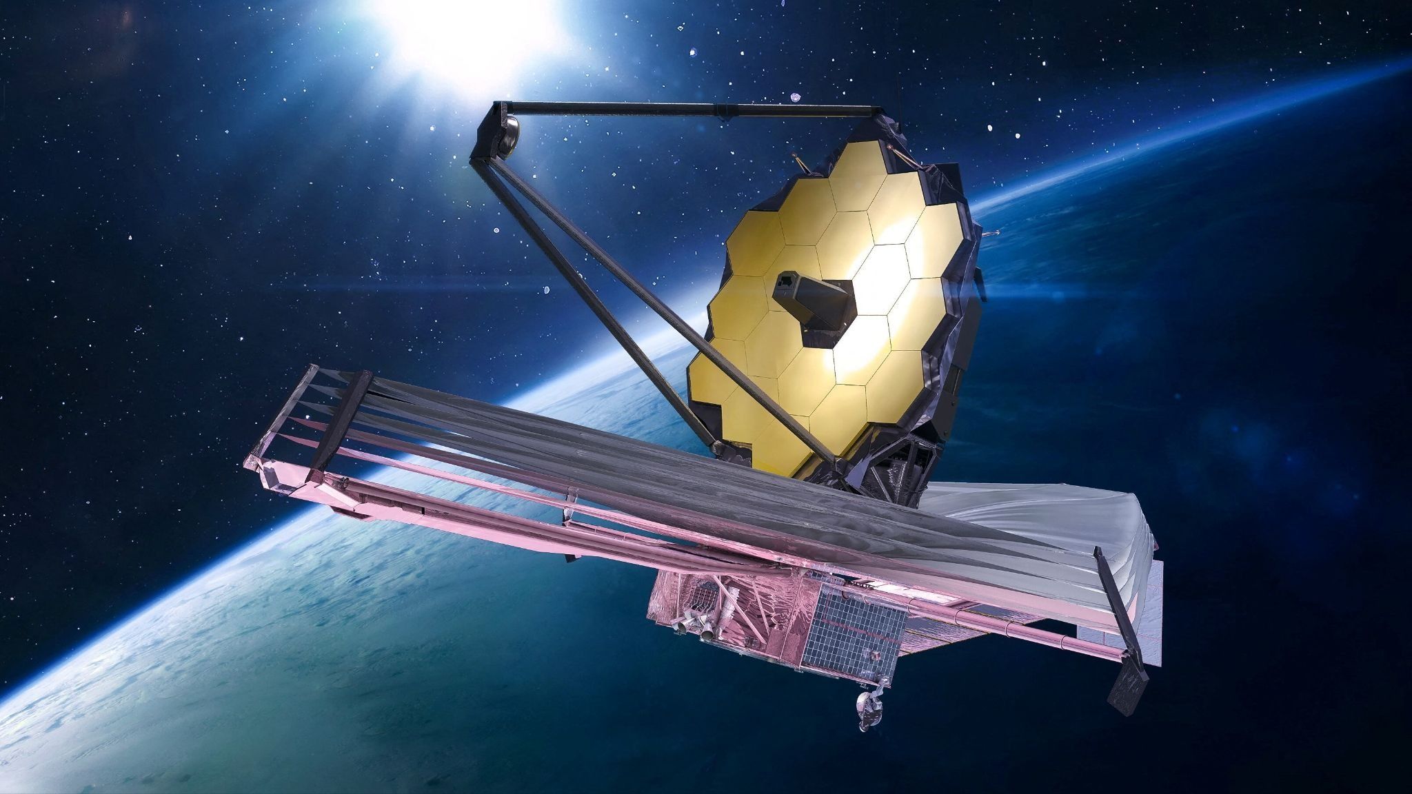 A rendering of the James Webb telescope.