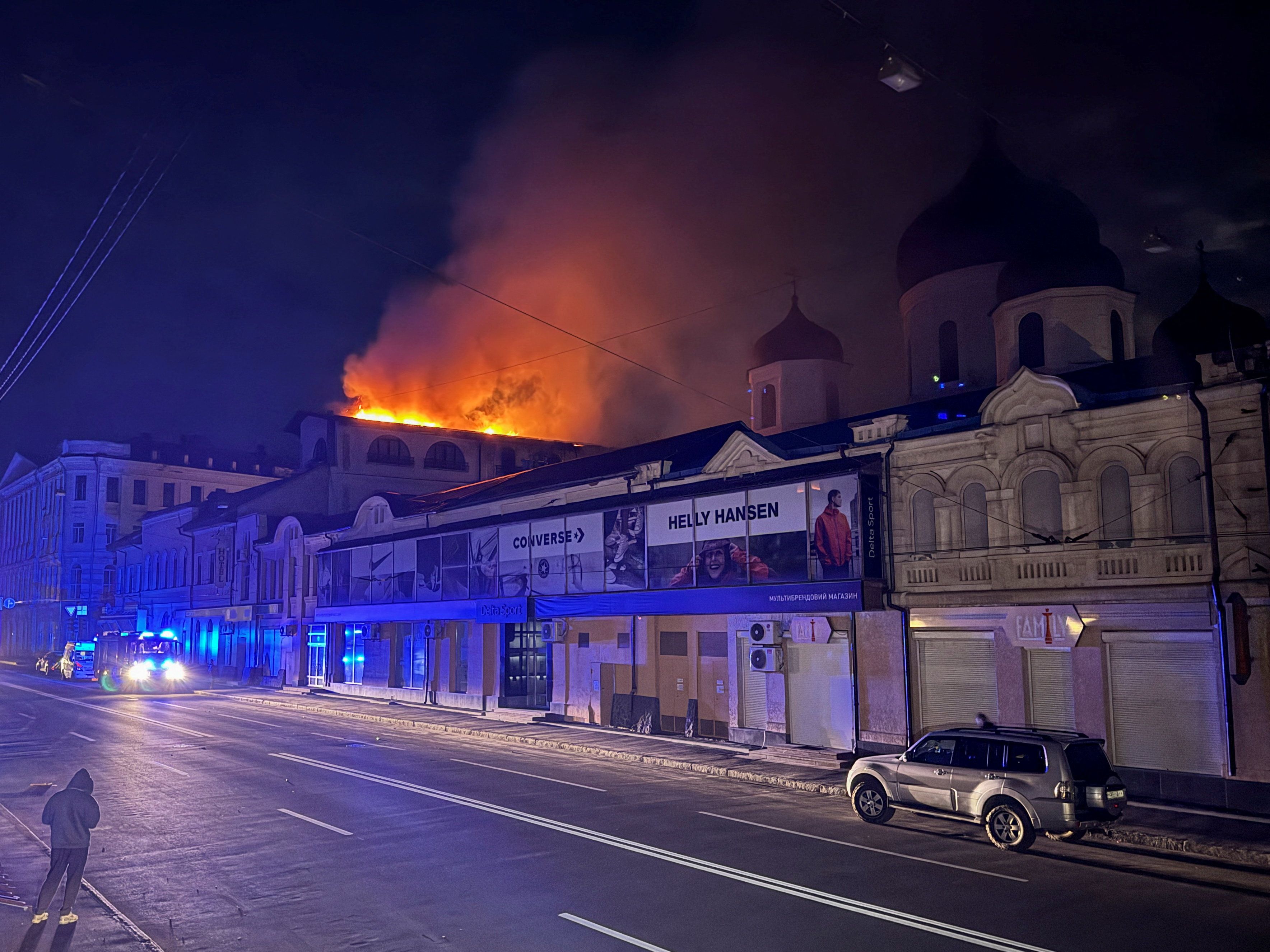 Aftermath of a Russian drone attack in Kharkiv.