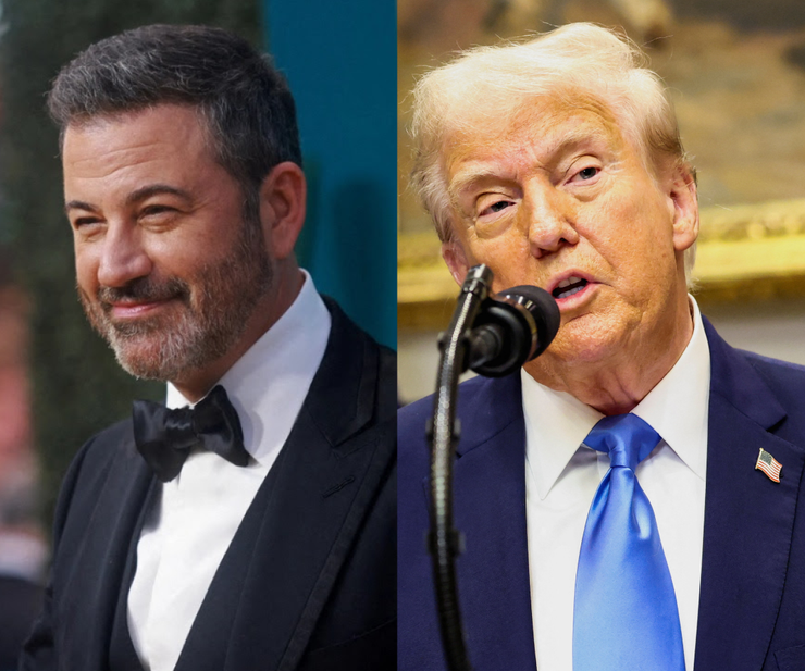 Jimmy Kimmel, Donald Trump split image.