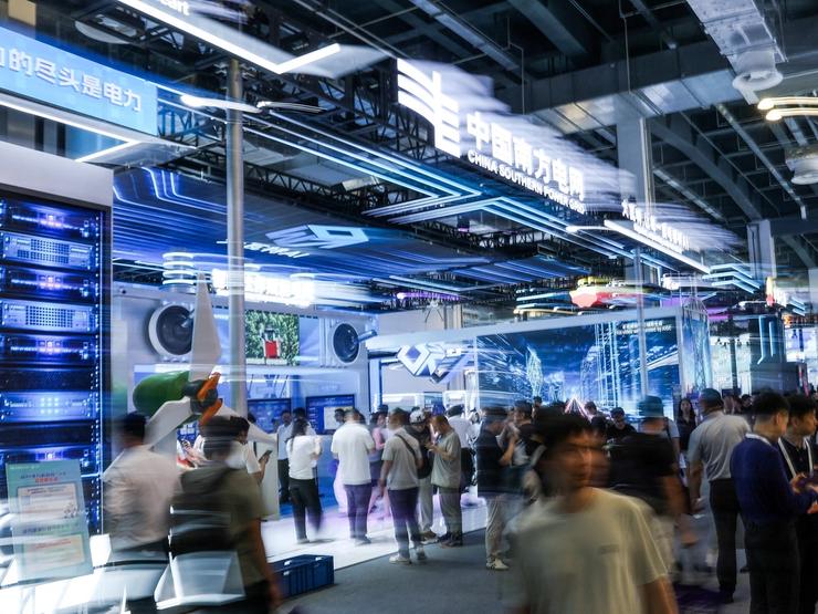 People visit the World Artificial Intelligence Conference (WAIC) in Shanghai, China.