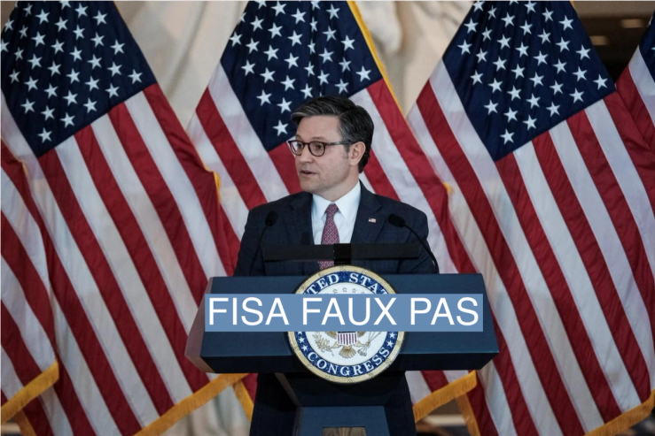 U.S. Speaker of the House Mike Johnson delivers remarks during a Congressional Gold Medal Ceremony in Emancipation Hall of the U.S. Capitol on April 10, 2024.