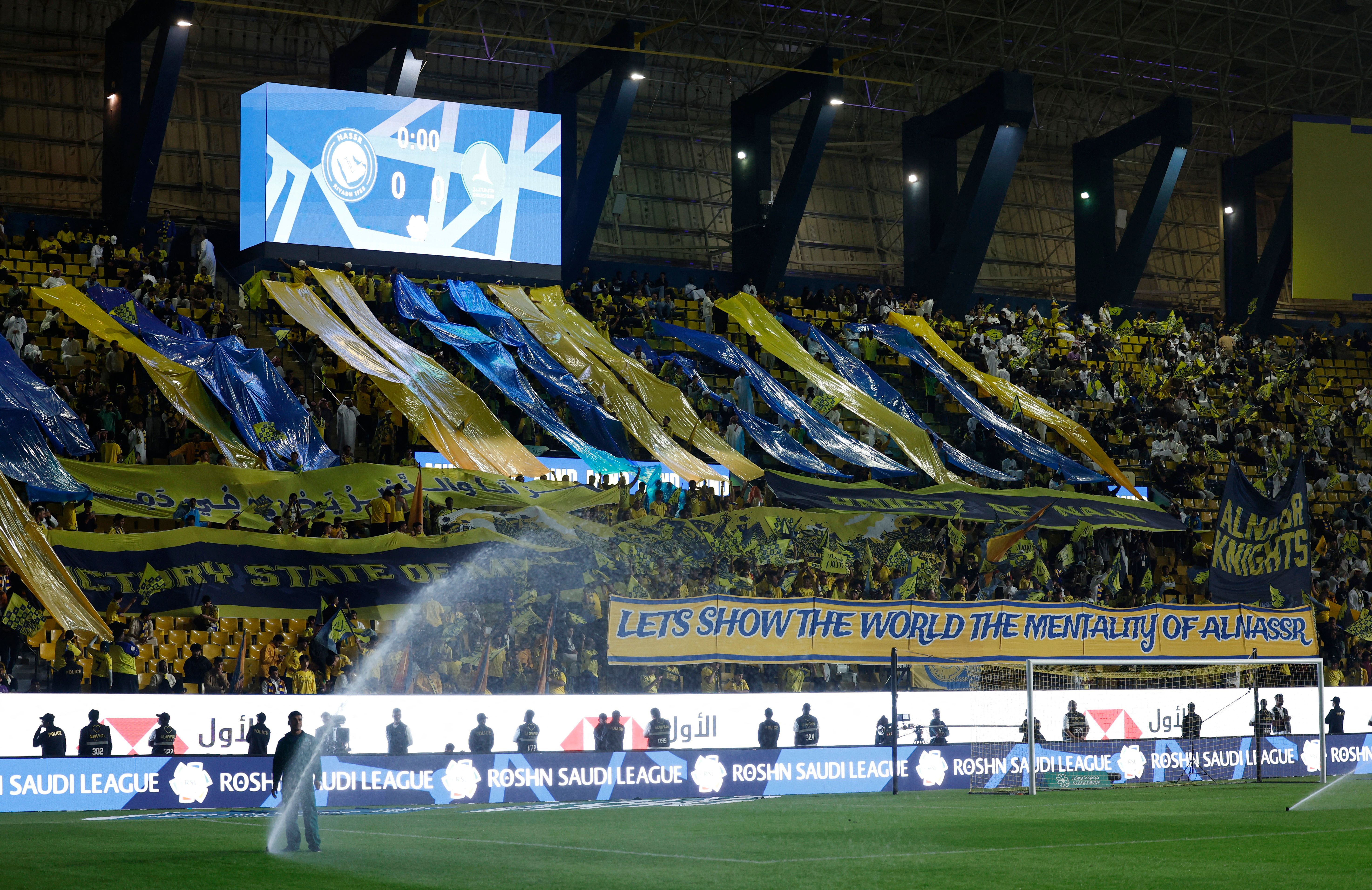 General view inside the Al Awwal Park stadium in Riyadh before a match.