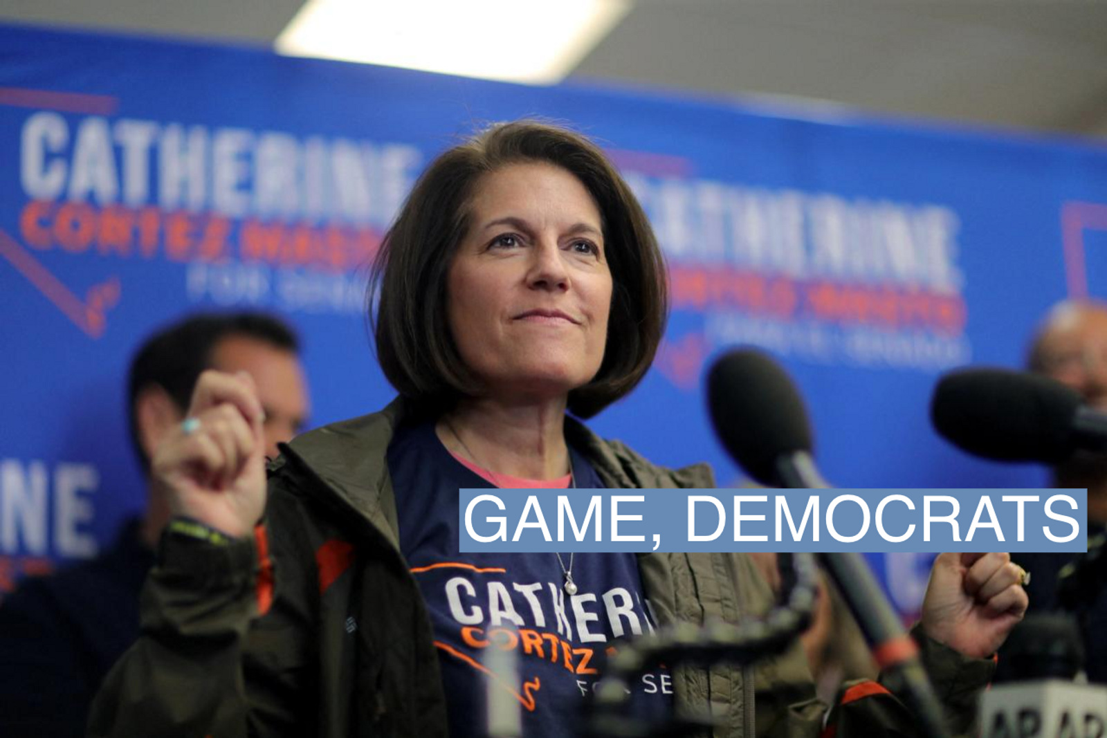 Democratic Senator Catherine Cortez Masto leads a rally ahead of the midterm elections in Henderson, Nevada, U.S. November 7, 2022.