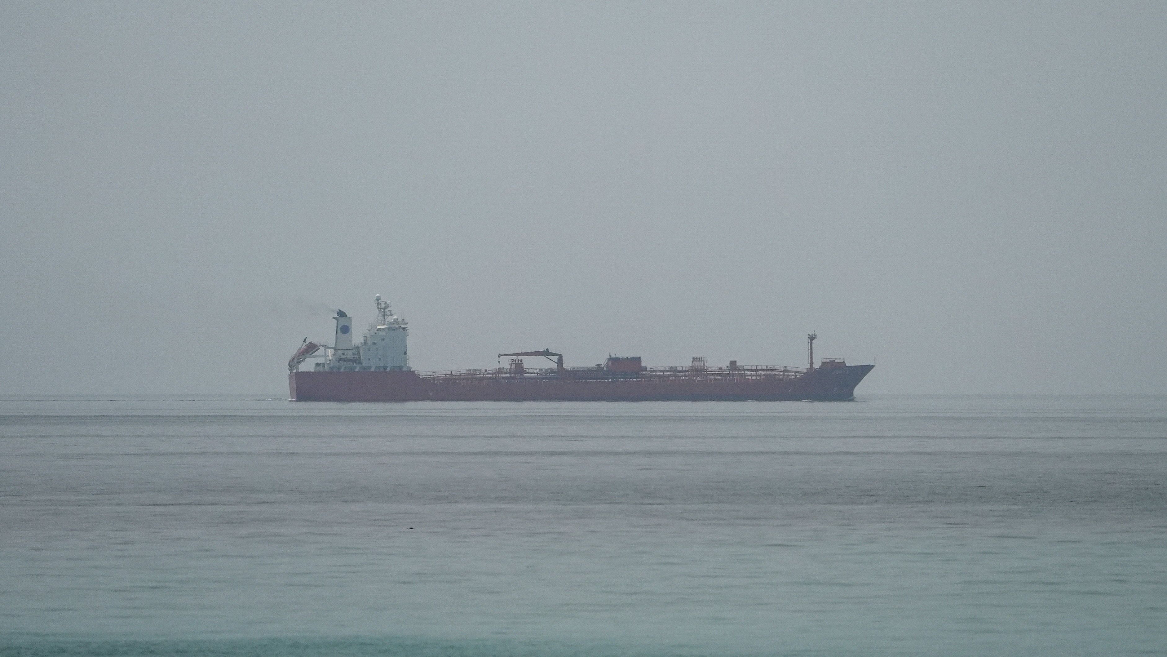 Oil tanker JORYA sails at the sea near the Omani coast, as seen from Musandam, Oman,