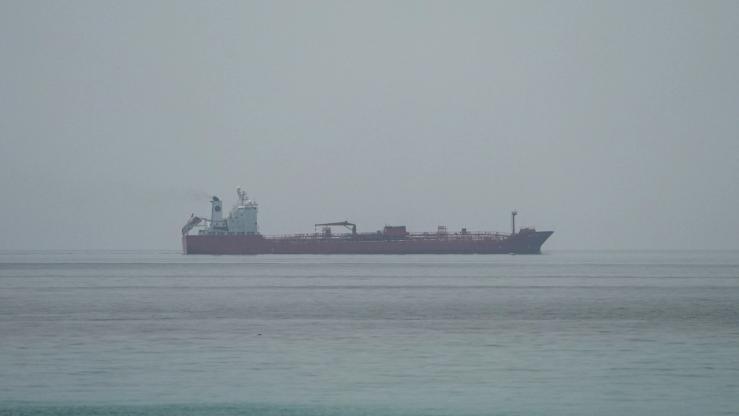 Oil tanker JORYA sails at the sea near the Omani coast, as seen from Musandam, Oman,