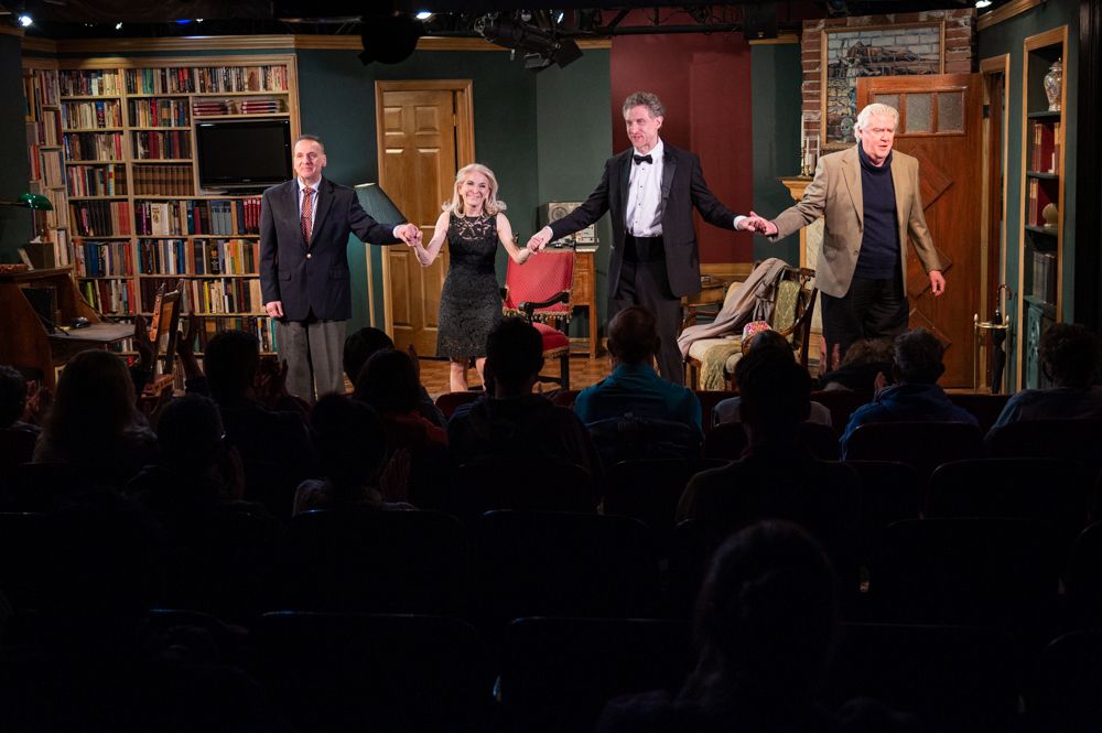 The cast of Perfect Crime on stage.