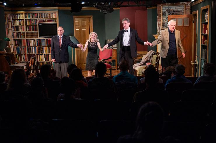 The cast of Perfect Crime on stage.