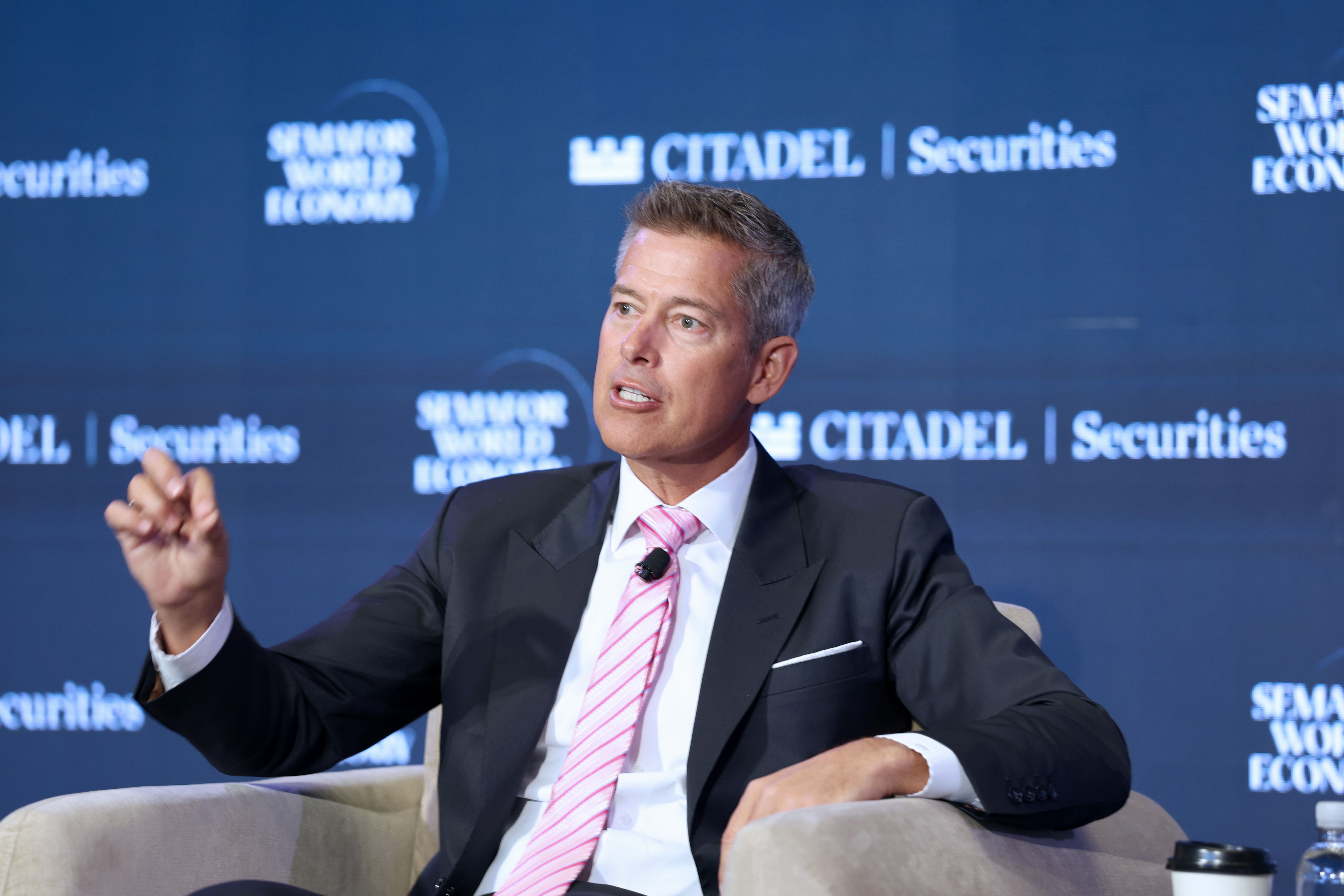 Sean Duffy (Secretary - U.S. Department of Transportation) speaks on stage during Semafor World Economy 2026 on April 17, 2026 in Washington, DC. 
