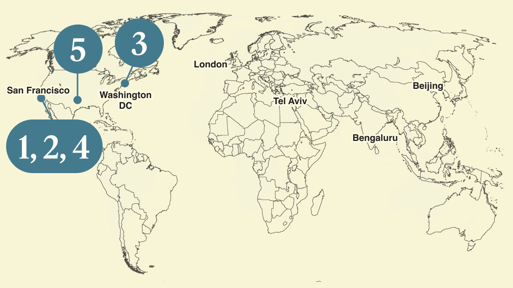 A numbered map of the world.