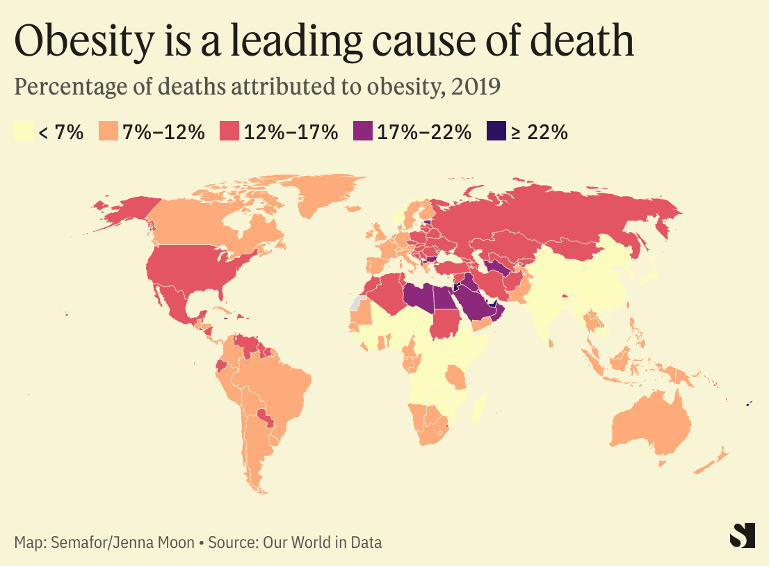 The Global Obesity Crisis Explained In Three Maps | Semafor