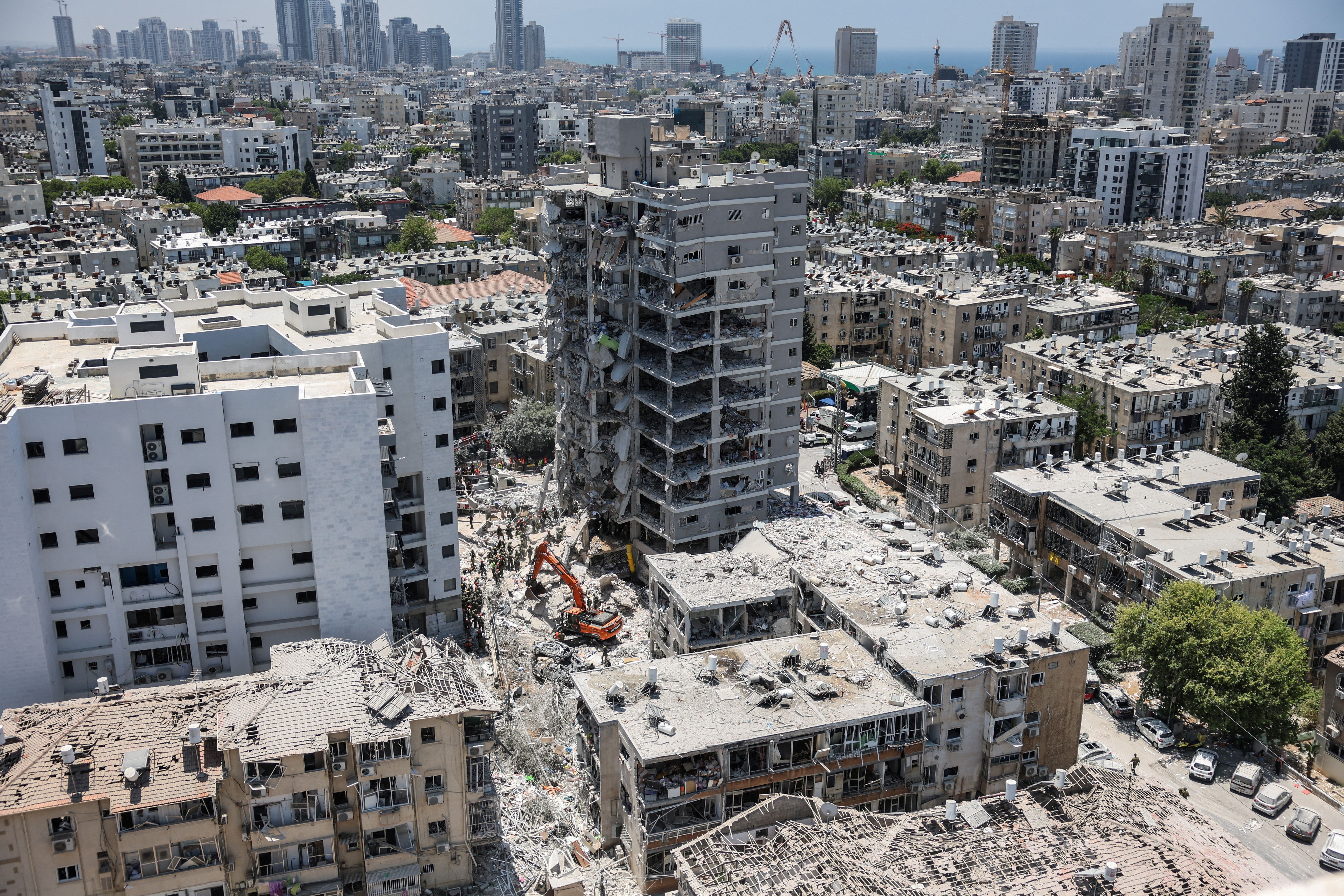 Damaged buildings are seen following a missile attack from Iran, in Bat Yam, Israel.