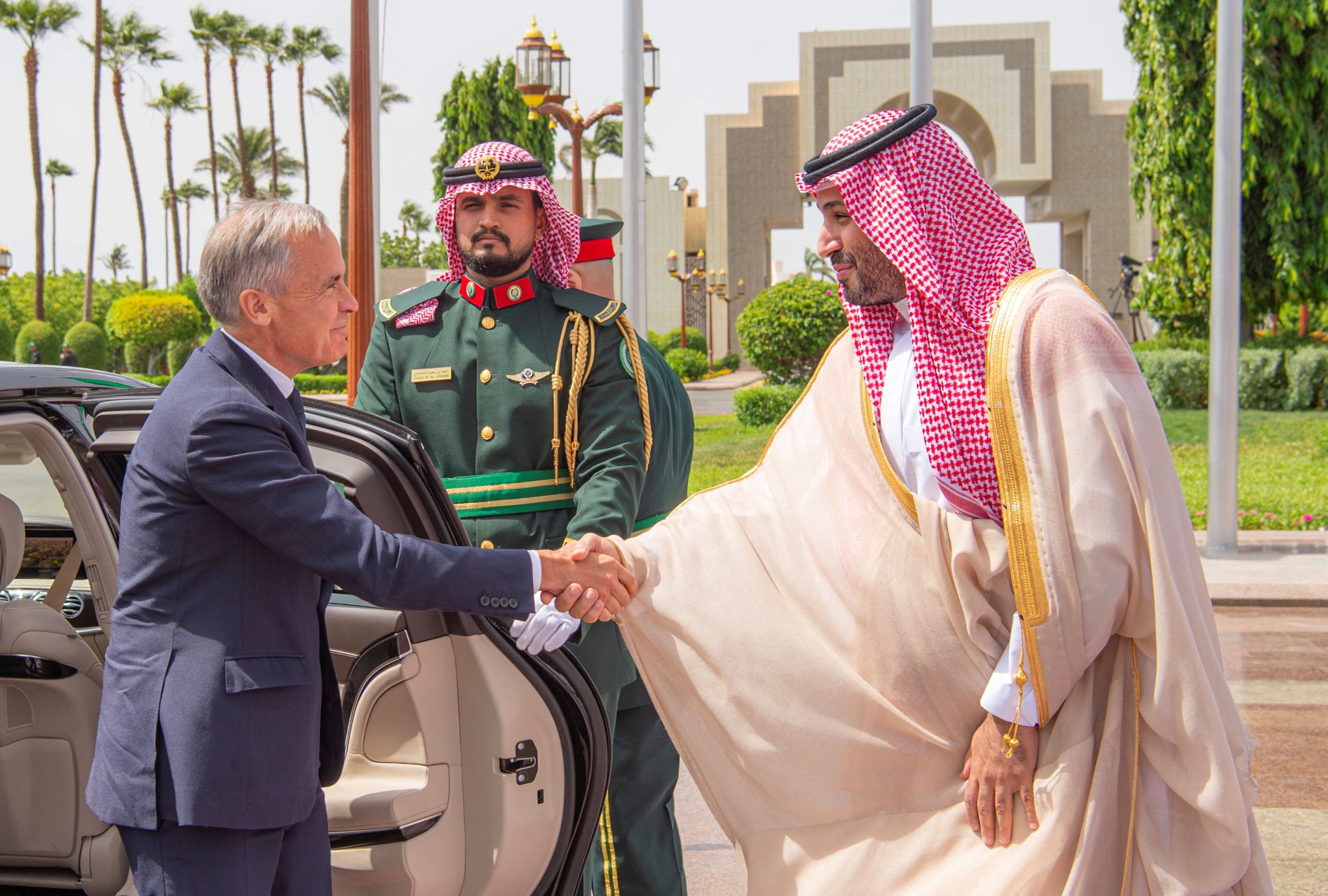 Canadian Prime Minister Mark Carney meets Saudi Arabia Crown Prince Mohammed bin Salman in Jeddah, Saudi Arabia, July 9, 2026. 