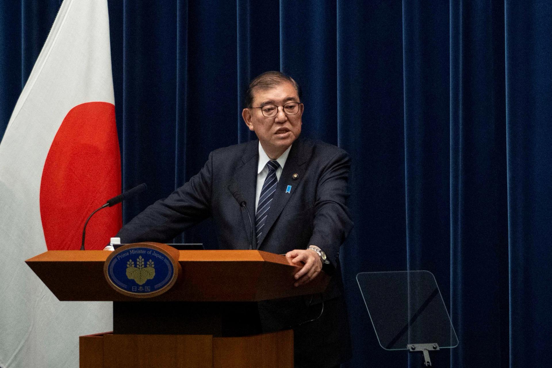 Japan’s Prime Minister Shigeru Ishiba holds a press conference in Tokyo in December.