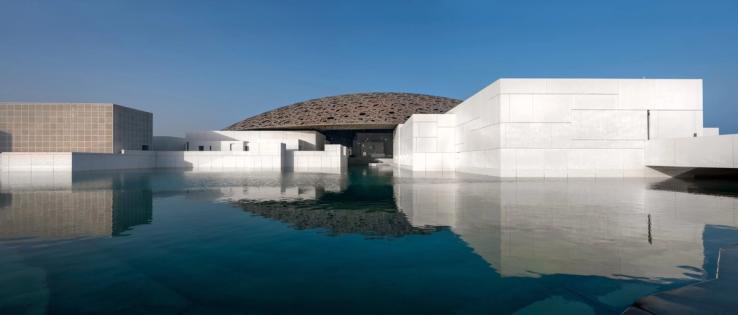 Photo of the exterior of the Louvre Abu Dhabi