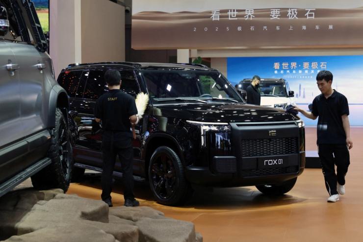 A Rox 01 SUV displayed at the Shanghai Auto show.
