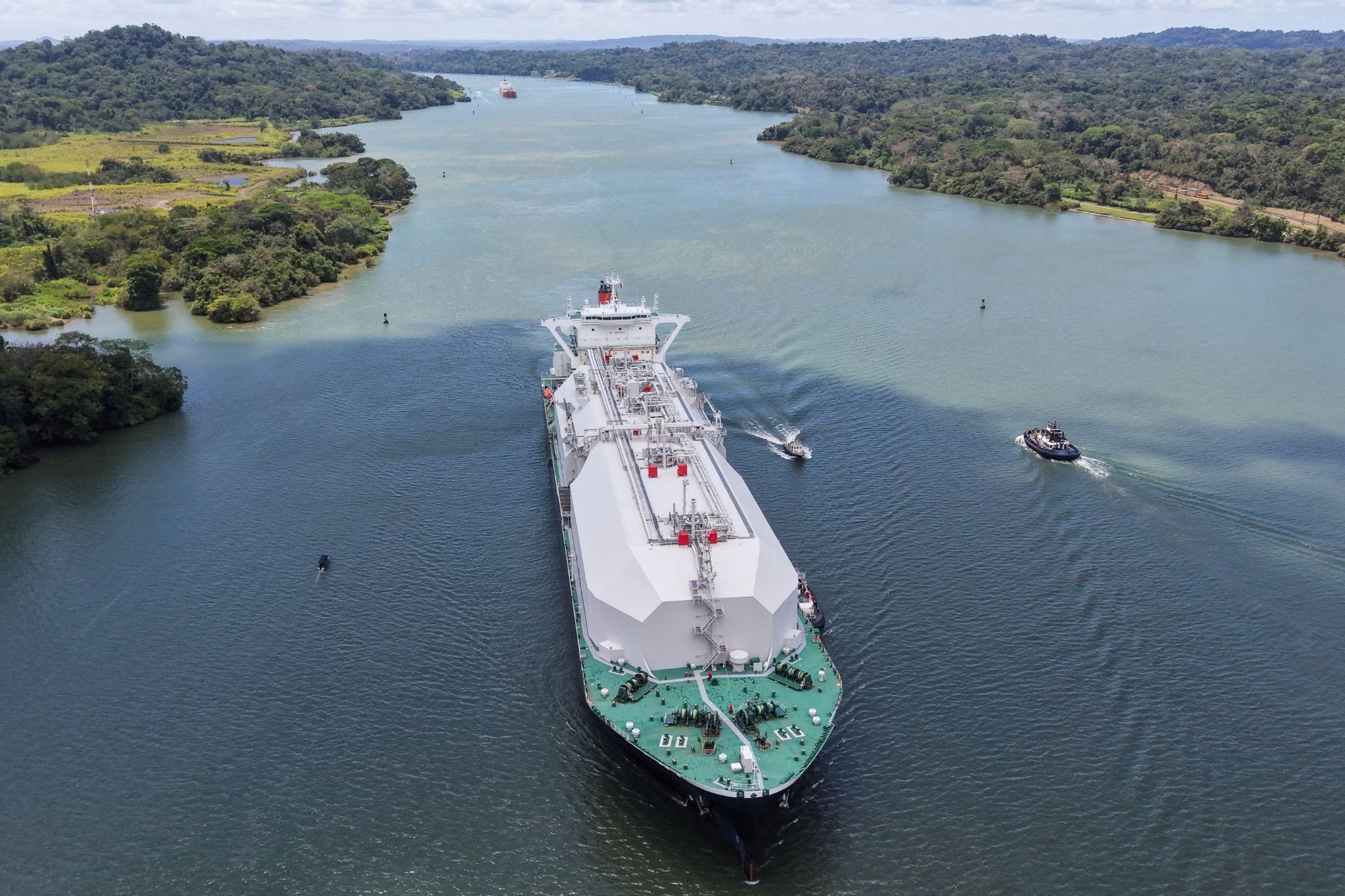 A ship transits the Panama Canal