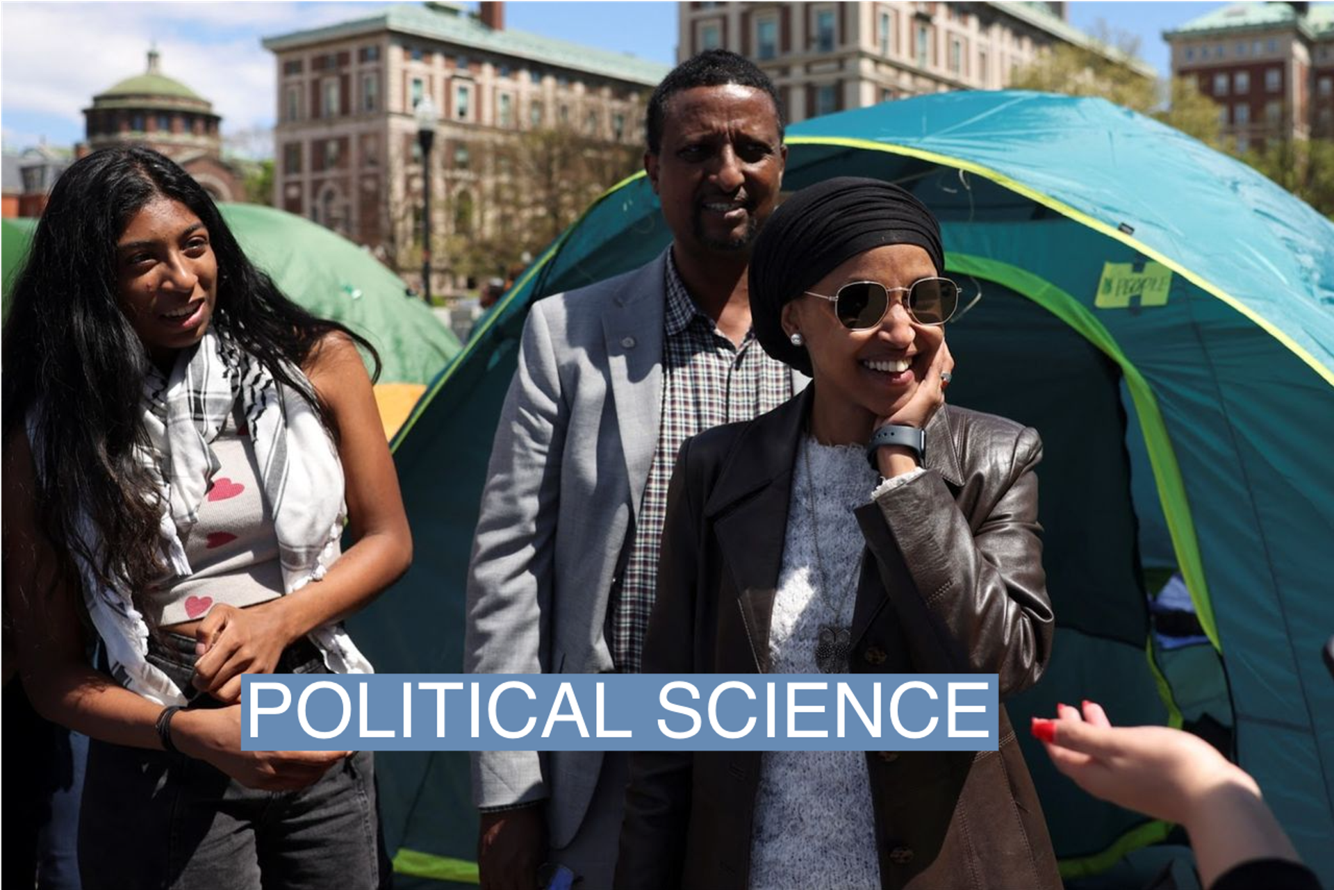 Rep. Ilhan Omar visits Columbia University’s pro-Palestine student protest encampment on April 25, 2024, as similar demonstrations spread across the nation. 