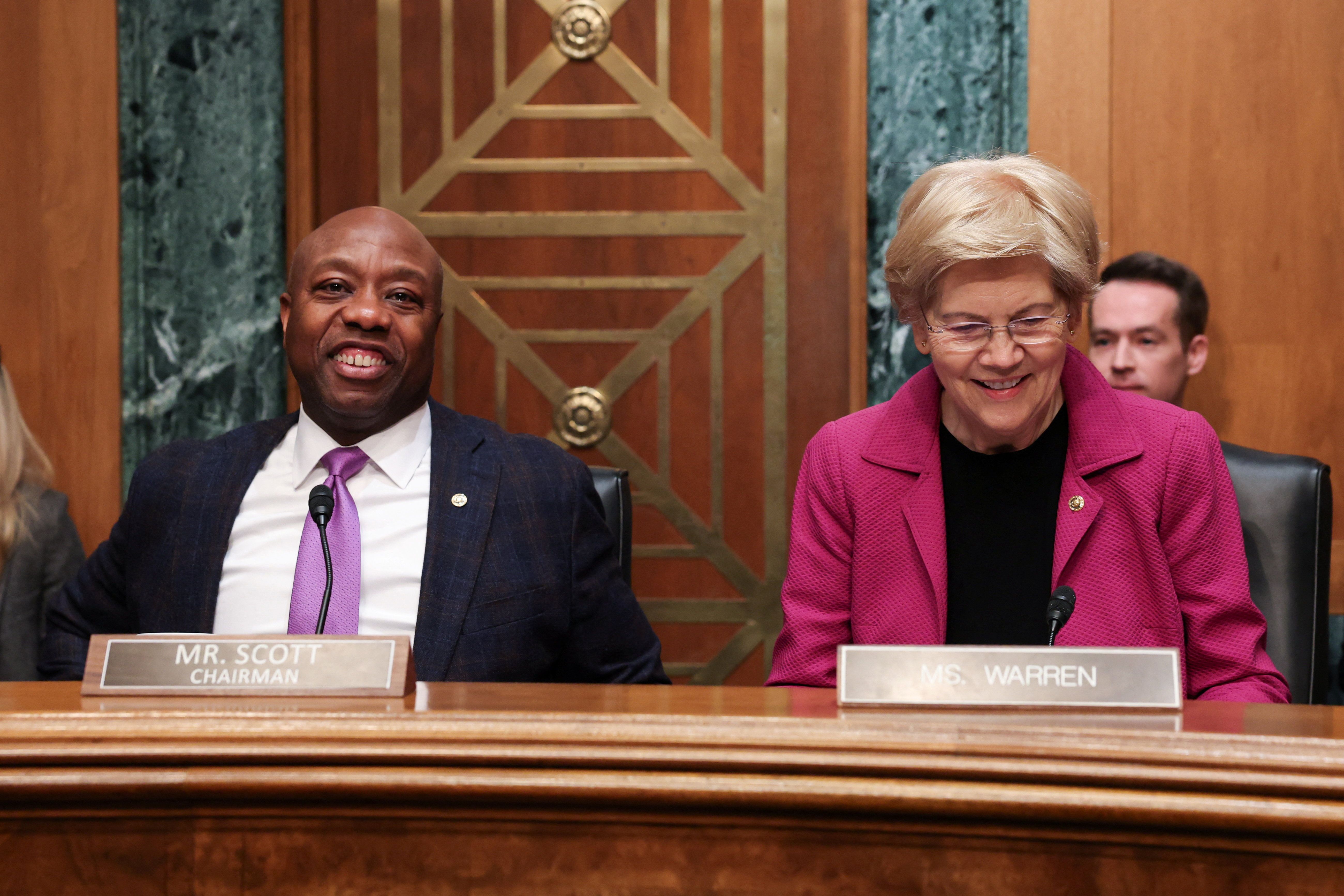 Tim Scott and Elizabeth Warren 