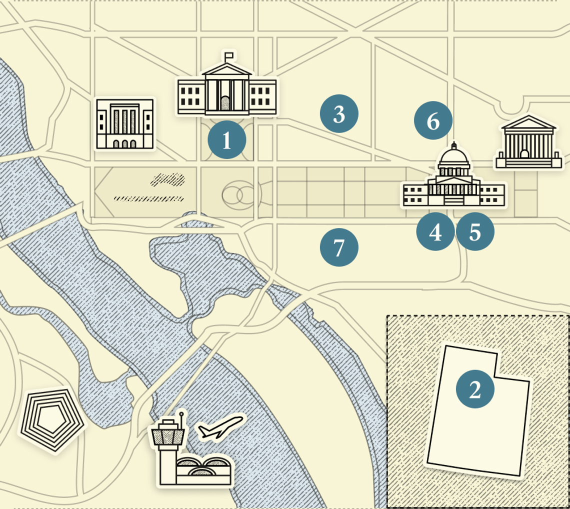 A numbered map of DC.