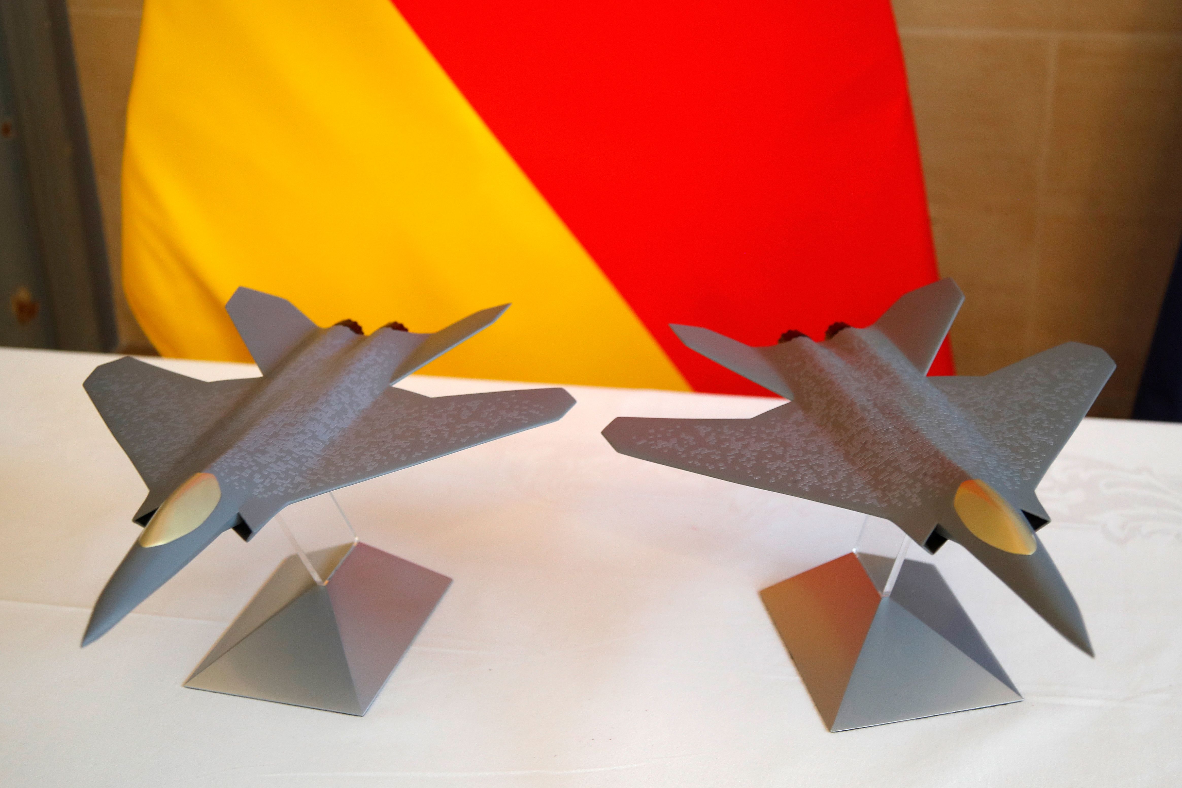 Scale models of the Franco-German-Spanish Future Combat Air System.