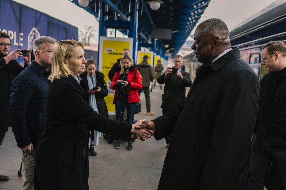 U.S. Secretary of Defense Lloyd Austin arriving in Kyiv