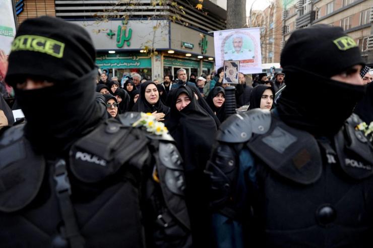 Funeral for security forces in Tehran.