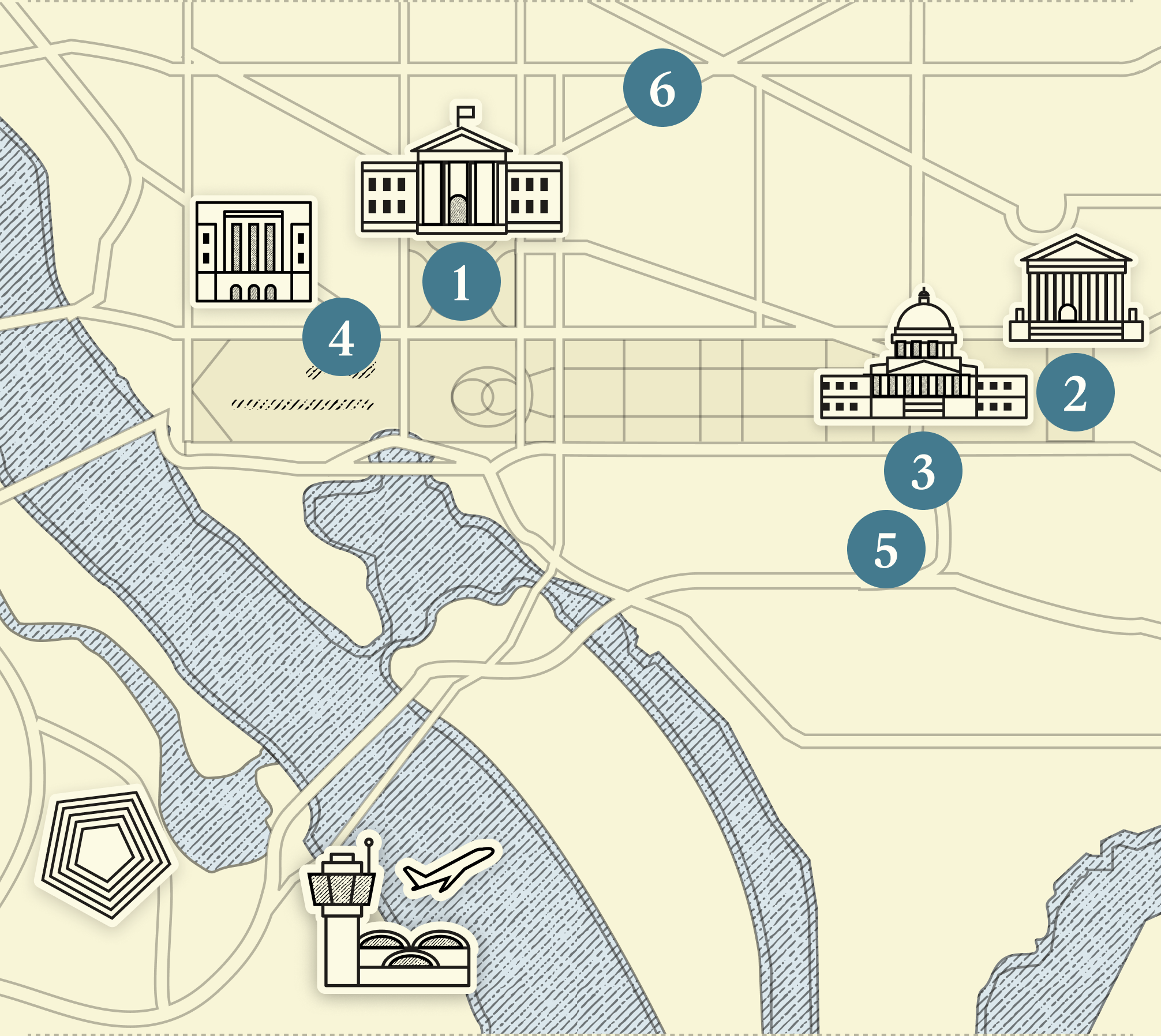 A numbered map of dc.