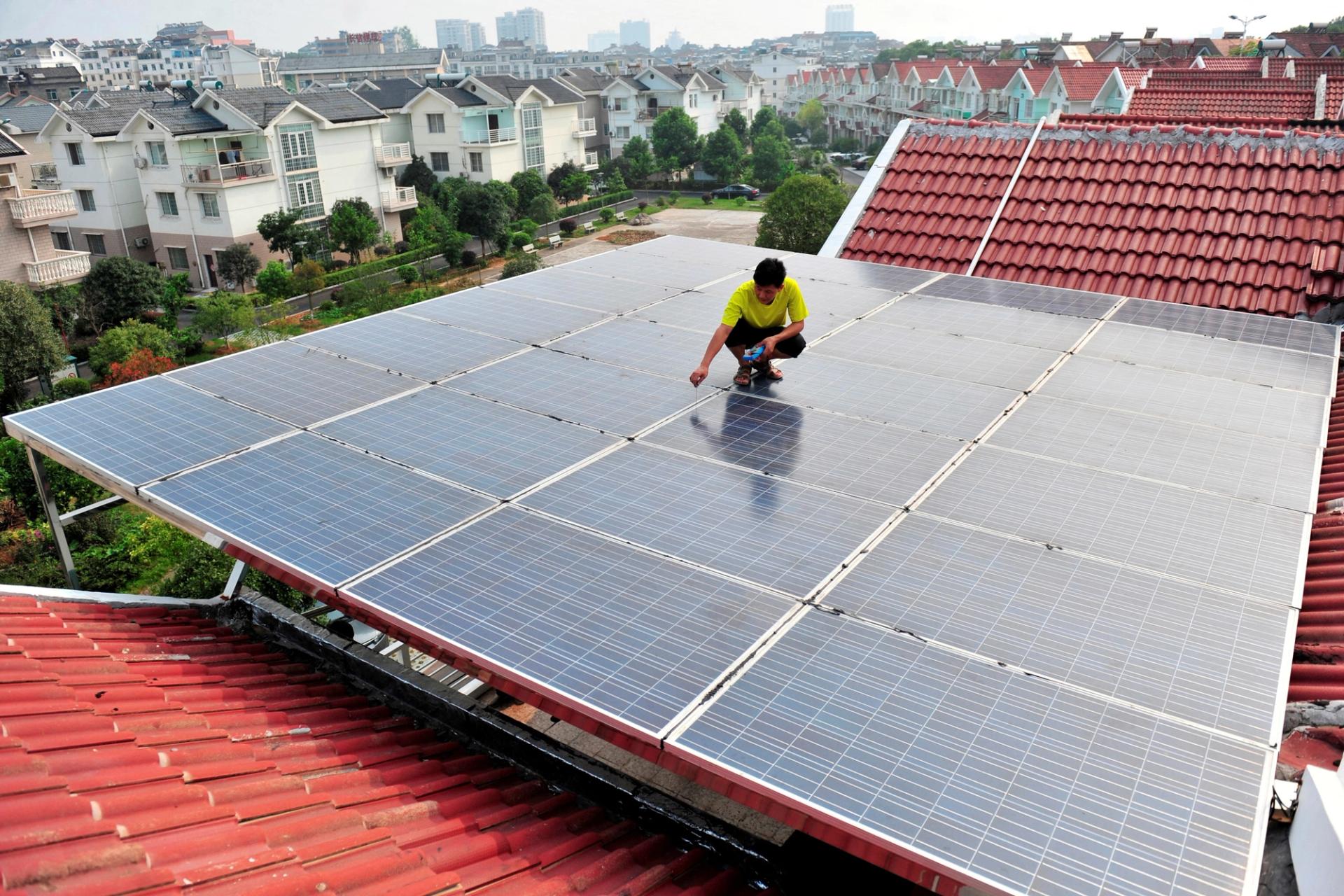 Roof-mounted solar panels