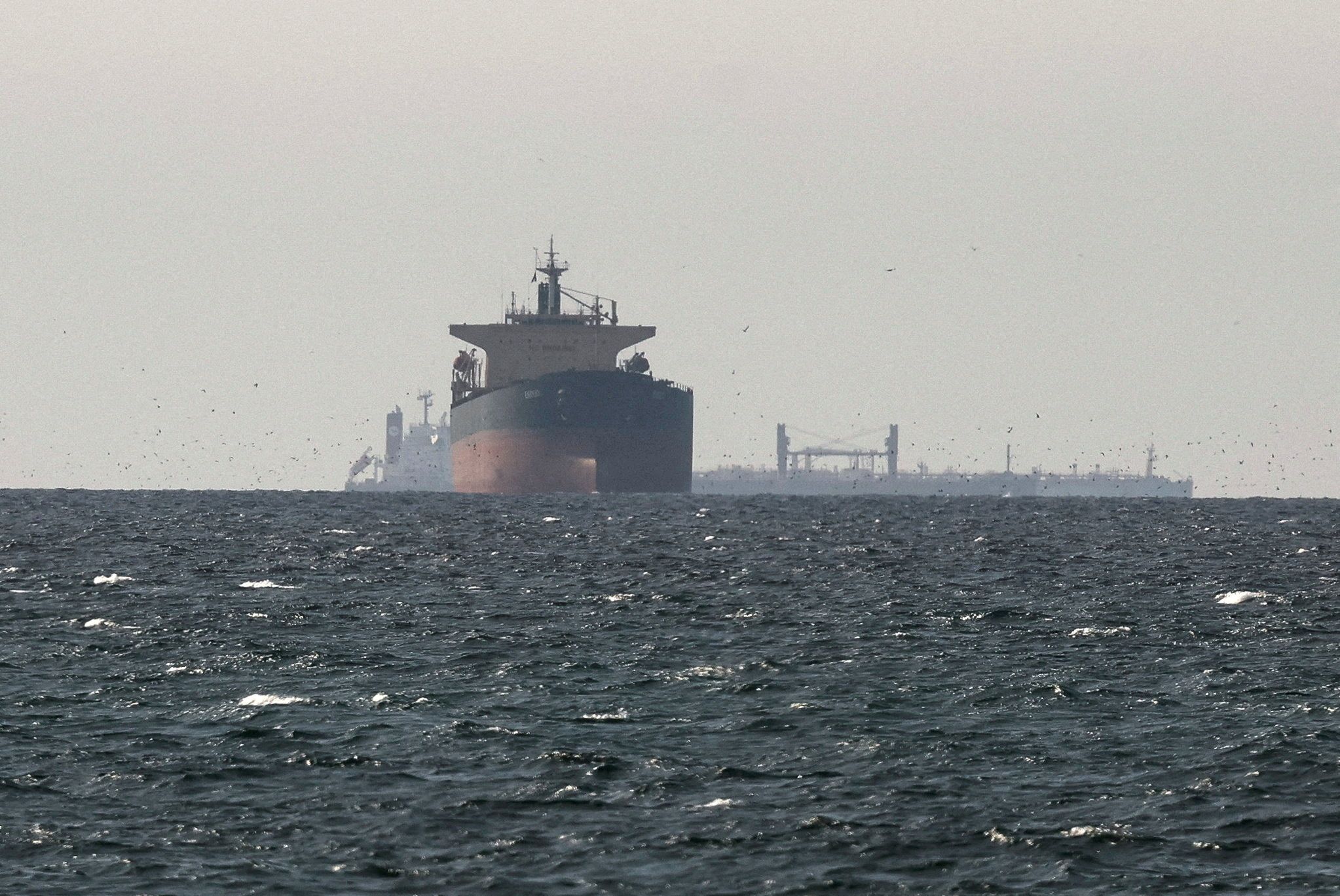 Tankers sail in the Gulf, near the Strait of Hormuz.